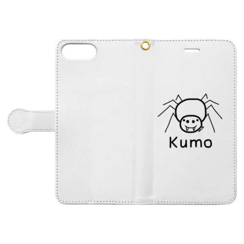 Kumo (クモ) 黒デザイン 手帳型スマホケース