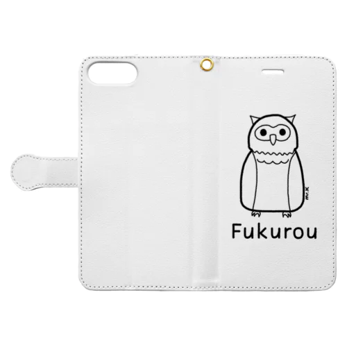 Fukurou (フクロウ) 黒デザイン 手帳型スマホケース