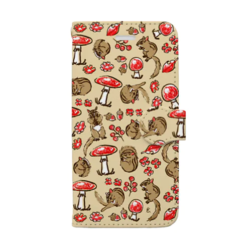 キノコとシマリス Book-Style Smartphone Case