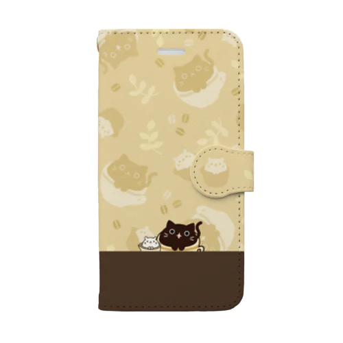 コーヒーねこ茶色ひょっこり Book-Style Smartphone Case