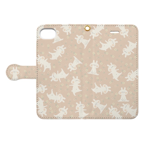お花とうさぎ(ピンク) Book-Style Smartphone Case