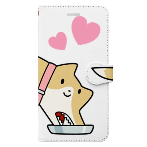 ごはんもぐもぐwithハートとひよこ Book-Style Smartphone Case