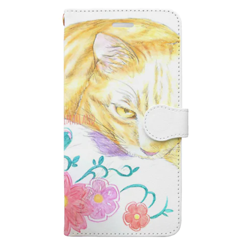 花と猫 Book-Style Smartphone Case