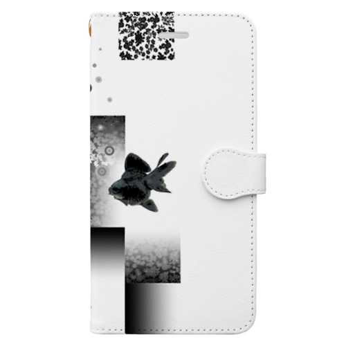 市松花柄に出目金 Book-Style Smartphone Case