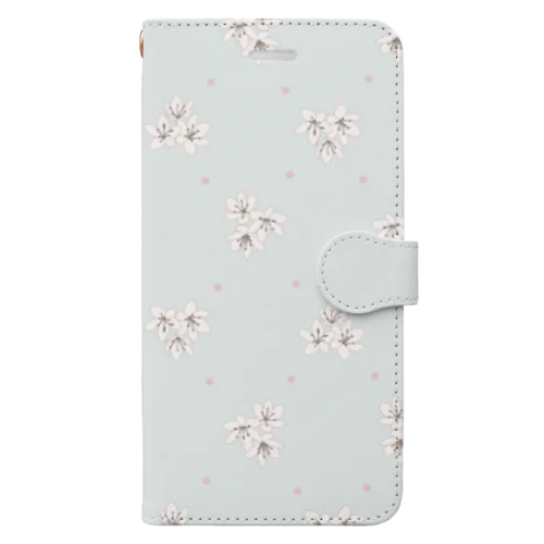 小花柄 ミント Book-Style Smartphone Case