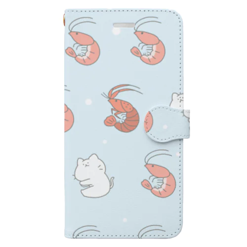 海老とにゃんこ Book-Style Smartphone Case