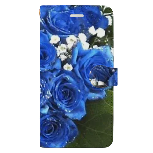 Rose (blue) 手帳型スマホケース