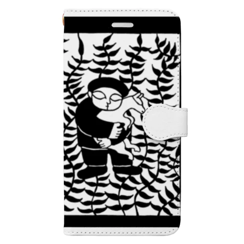 山羊と少年（モノクロ） Book-Style Smartphone Case