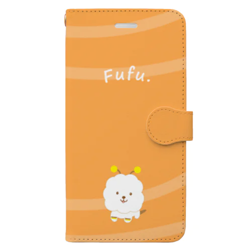 【COLOM.】コロ。ビションフリーゼ犬【ふぅふぅ】bee!!!手帳型アイフォンスマホケースオレンジ Book-Style Smartphone Case