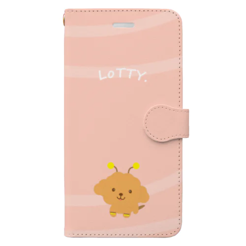 【COLOM.】コロ。トイプードル犬【ロティ】手帳型スマホケースピンクbee!!! Book-Style Smartphone Case