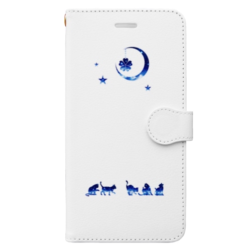 夜空柄の猫 Book-Style Smartphone Case
