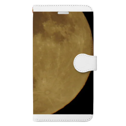 月の表面 手帳型スマホケース