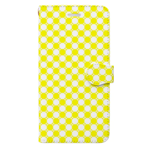 Square Polka Dot Yellow(スクウェア・ポルカドット　イエロー) 手帳型スマホケース