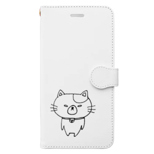 つり目にゃんこのにぼし モノクロ Book-Style Smartphone Case