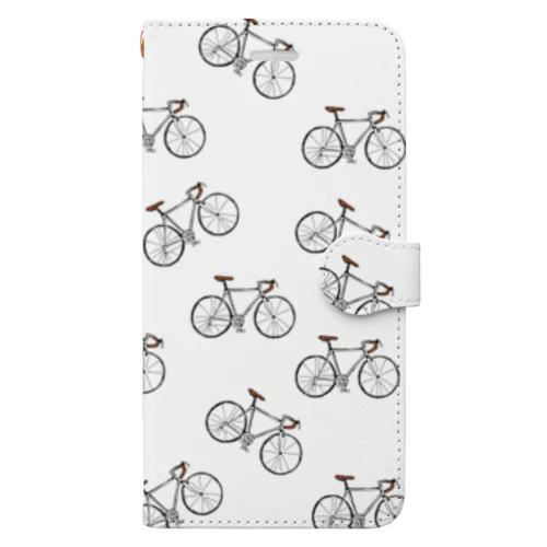 ロードバイク白イラストスマホケース Book-Style Smartphone Case