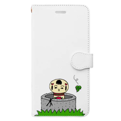 こけし 井戸の中からこんにちは Book-Style Smartphone Case