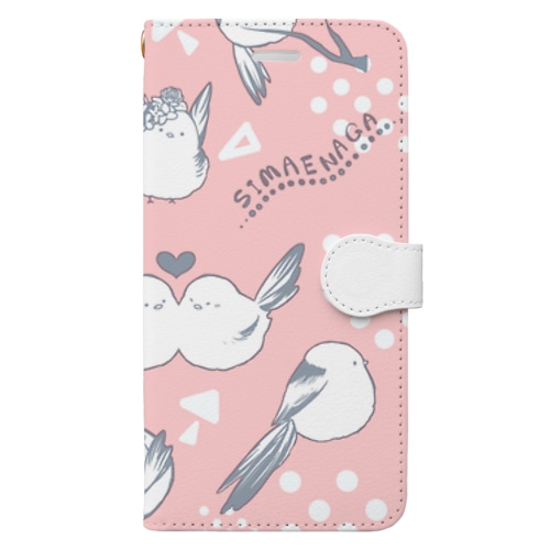 ポップなシマエナガ Book-Style Smartphone Case