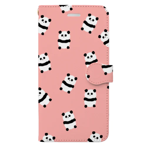 たくさんパンダ(ピンク） Book-Style Smartphone Case