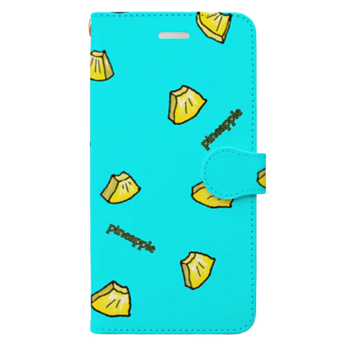 pineapple 青 手帳型スマホケース