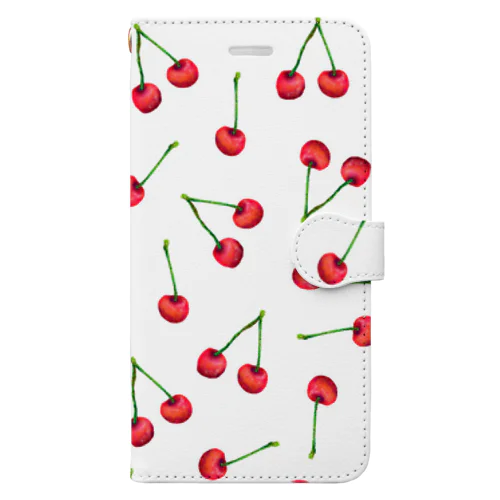 Flute series -cherry- white Book-Style Smartphone Case