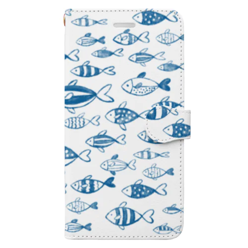 泳ぐ魚柄 Book-Style Smartphone Case