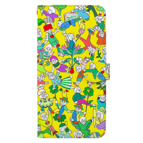 Festa green × yellow Book-Style Smartphone Case