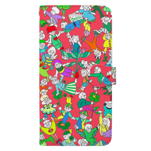 Festa green × pink Book-Style Smartphone Case