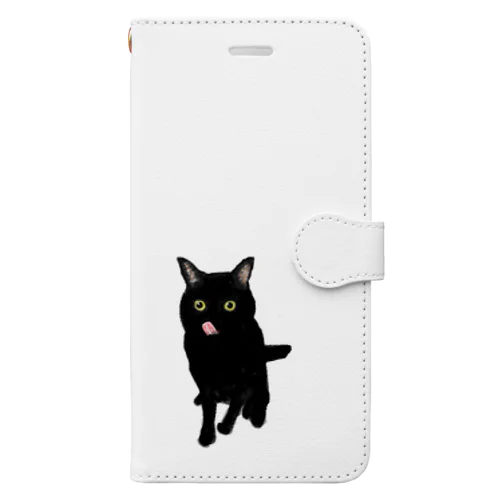 黒猫ペロリ Book-Style Smartphone Case