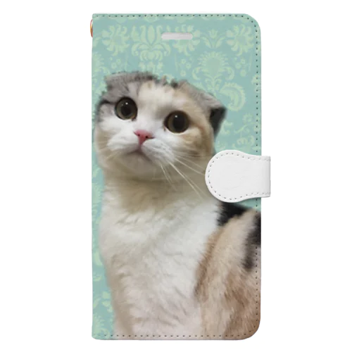 スコ猫モモちゃん　グリーン Book-Style Smartphone Case