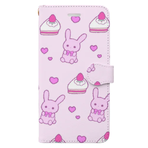 うさぎとイチゴのショートケーキ Book-Style Smartphone Case