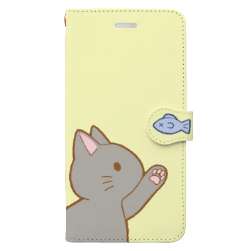 お魚にゃー　グレー Book-Style Smartphone Case