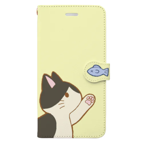 お魚にゃー　白黒ハチワレ Book-Style Smartphone Case