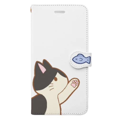 お魚にゃー　白黒ハチワレ Book-Style Smartphone Case