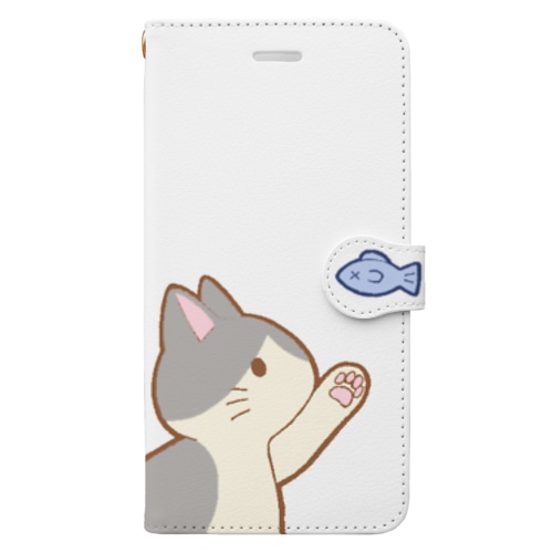 お魚にゃー　グレーハチワレ Book-Style Smartphone Case