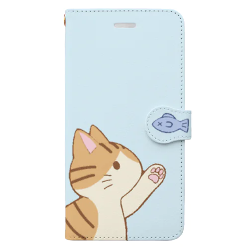 お魚にゃー　茶白 Book-Style Smartphone Case