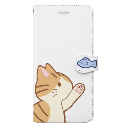 お魚にゃー　茶白 Book-Style Smartphone Case