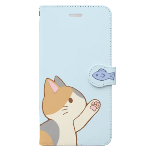 お魚にゃー　三毛 Book-Style Smartphone Case