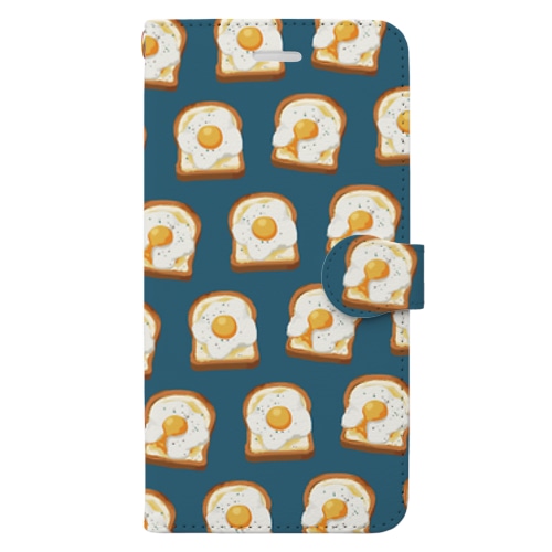 卵トースト[青] Book-Style Smartphone Case