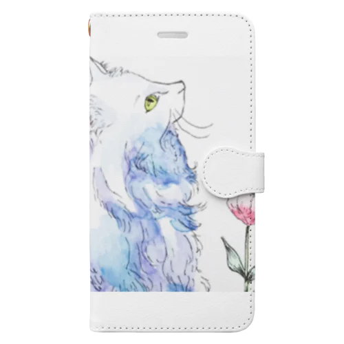 チューリップと猫 Book-Style Smartphone Case