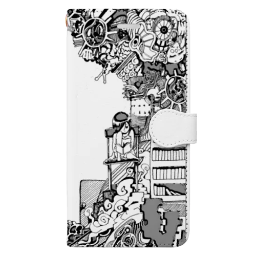 とじこもりちゃん(モノクロver) Book-Style Smartphone Case