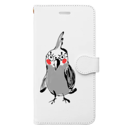 オカメインコのプーちゃん絵 Book-Style Smartphone Case