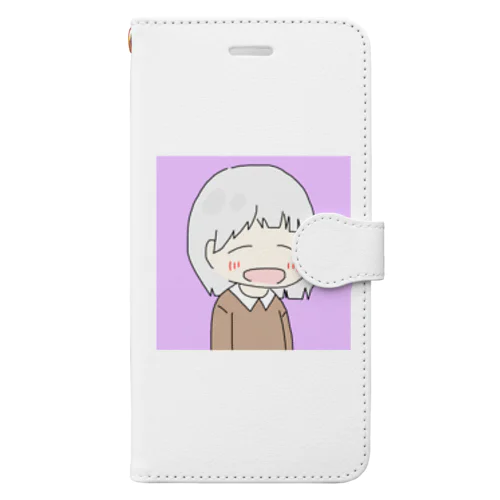 白の眠たい女の子 Book-Style Smartphone Case