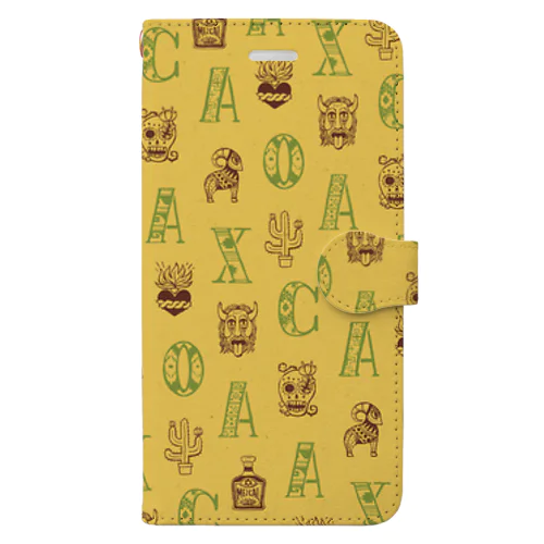 🌍 世界のまち 🇲🇽 メキシコ・オアハカ (イエロー) Book-Style Smartphone Case