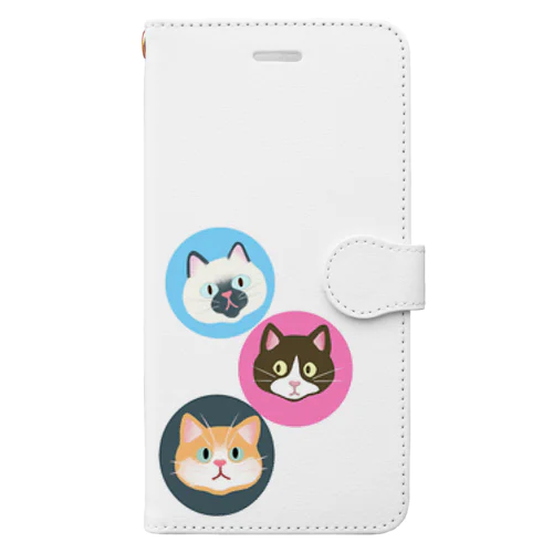 ねこ+ねこ+ねこ Book-Style Smartphone Case