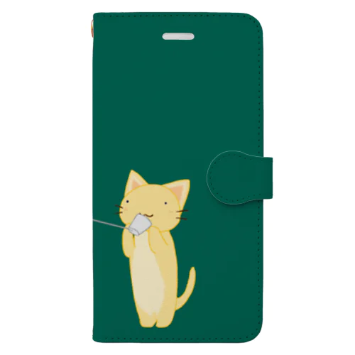 きねこ糸電話（緑） Book-Style Smartphone Case