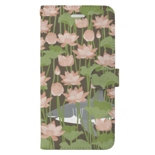 蓮を泳ぐ御池のサメさん Book-Style Smartphone Case