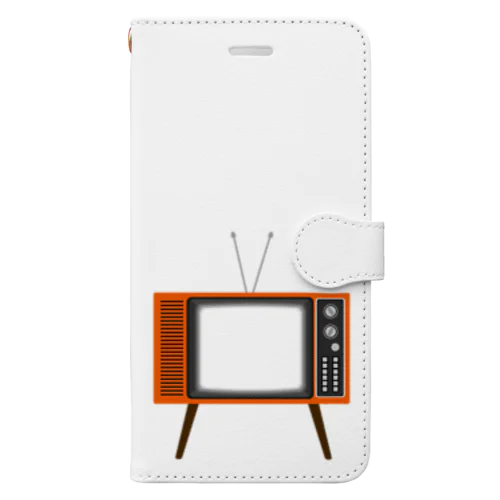 レトロな昭和の可愛いテレビのイラスト 画面オン 脚付き  Book-Style Smartphone Case