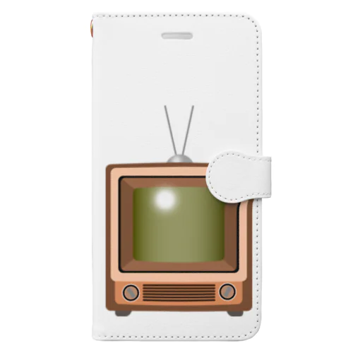 レトロな昭和の可愛い茶色のテレビのイラスト Book-Style Smartphone Case