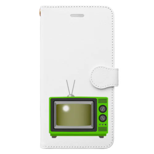 レトロな昭和の可愛い緑色テレビのイラスト Book-Style Smartphone Case