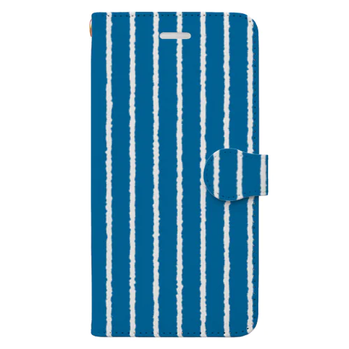 青と白の縦縞 Book-Style Smartphone Case